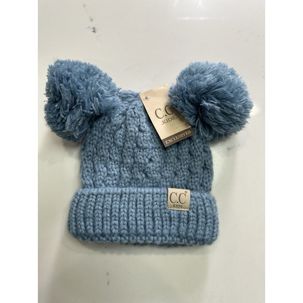 C.C Exclusives Childrens Place Pompom Knitted Beanie for Kids One Size Blue-0031